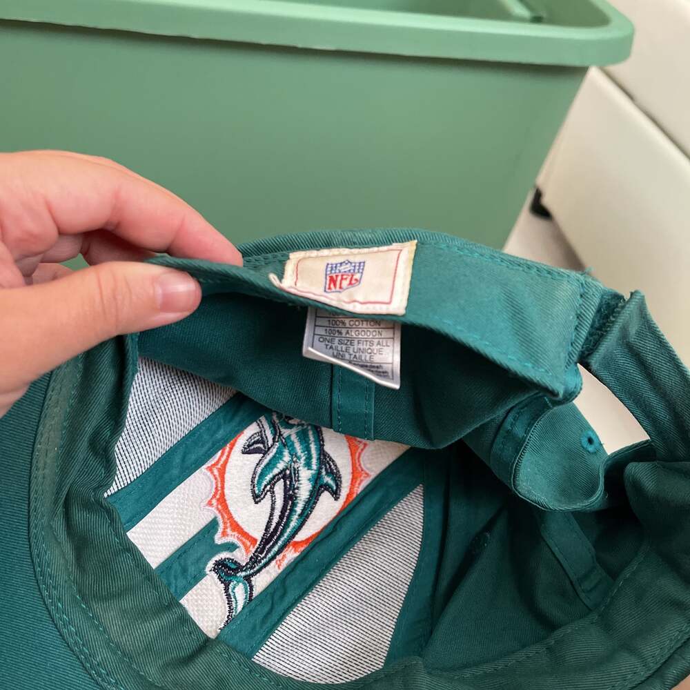 Vintage Miami Dolphins NFL Football Fan Baseball Cap Green & White Dolphin Logo - Picture 5 of 5